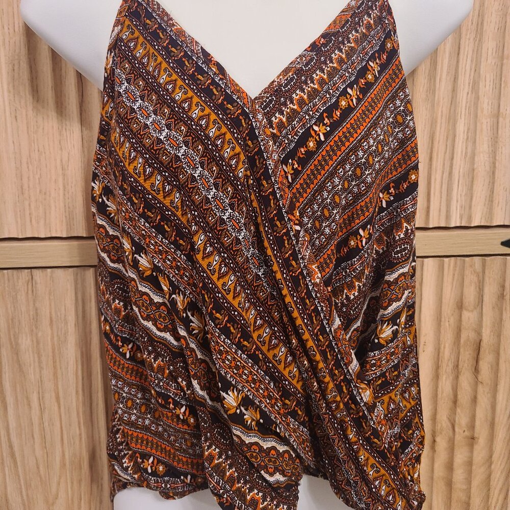 SHEIN Boho Surplice Tank Top XL – Rust Orange Tribal Print - Picture 2 of 8